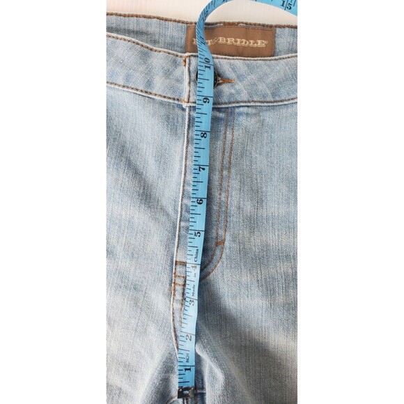 Bit & Bridle Jean Shorts Sz 16 Geometric Design Light Wash Denim Western Cowgirl - Picture 10 of 12